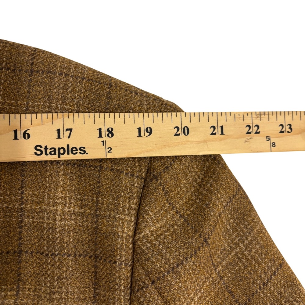 Canali Proposta Wool Tan Brown Plaid Sport Coat Blazer Mens US 46R Fully Lined - Picture 9 of 14